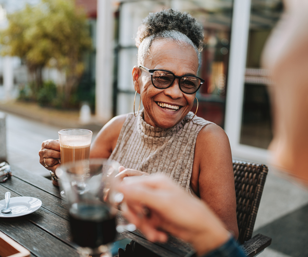 woman drinking coffee
